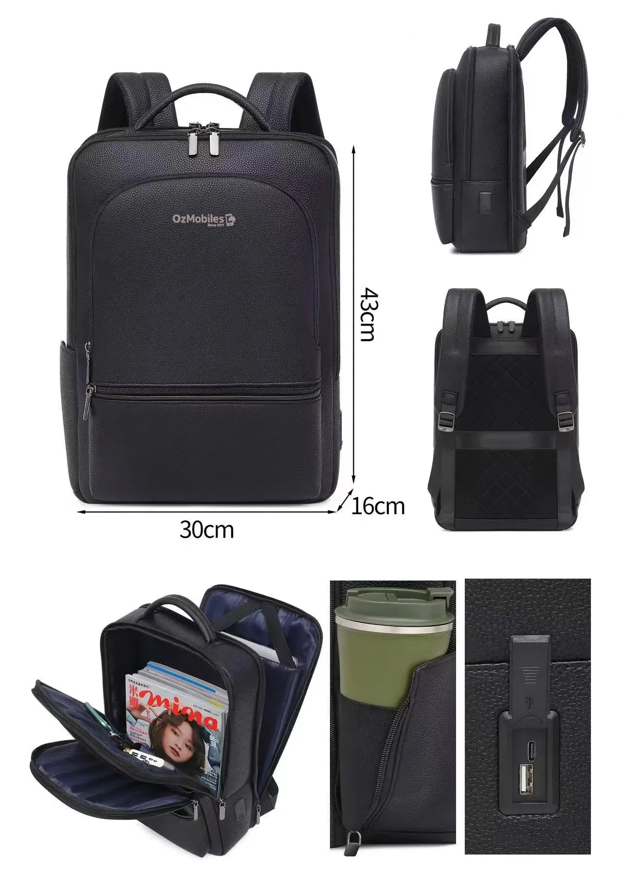 Mr. NERO - Stylish, Compact, Leather, Multi-compartment Travel Backpack/Laptop bag - Image 2