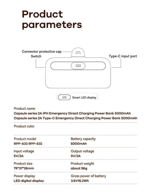 Remax Capsule Series Mini Power Bank with (5000 mAh) - Image 3