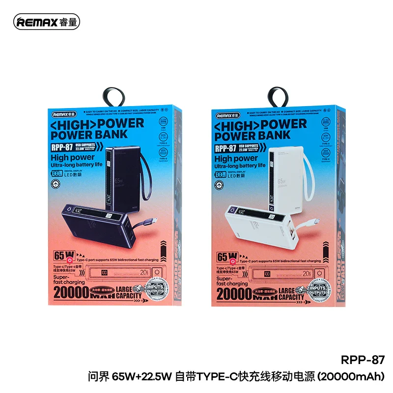 REMAX RPP-87 65W+22.5W Fast Charging Power Bank 20000mAh - Image 2