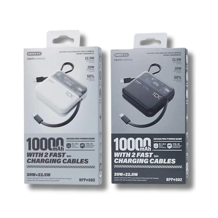 REMAX Sucha Pro Series 22.5W Power Bank [RPP-602] [10K mAh] [2 Ports + Lightning & Type-C Cables] - Image 3