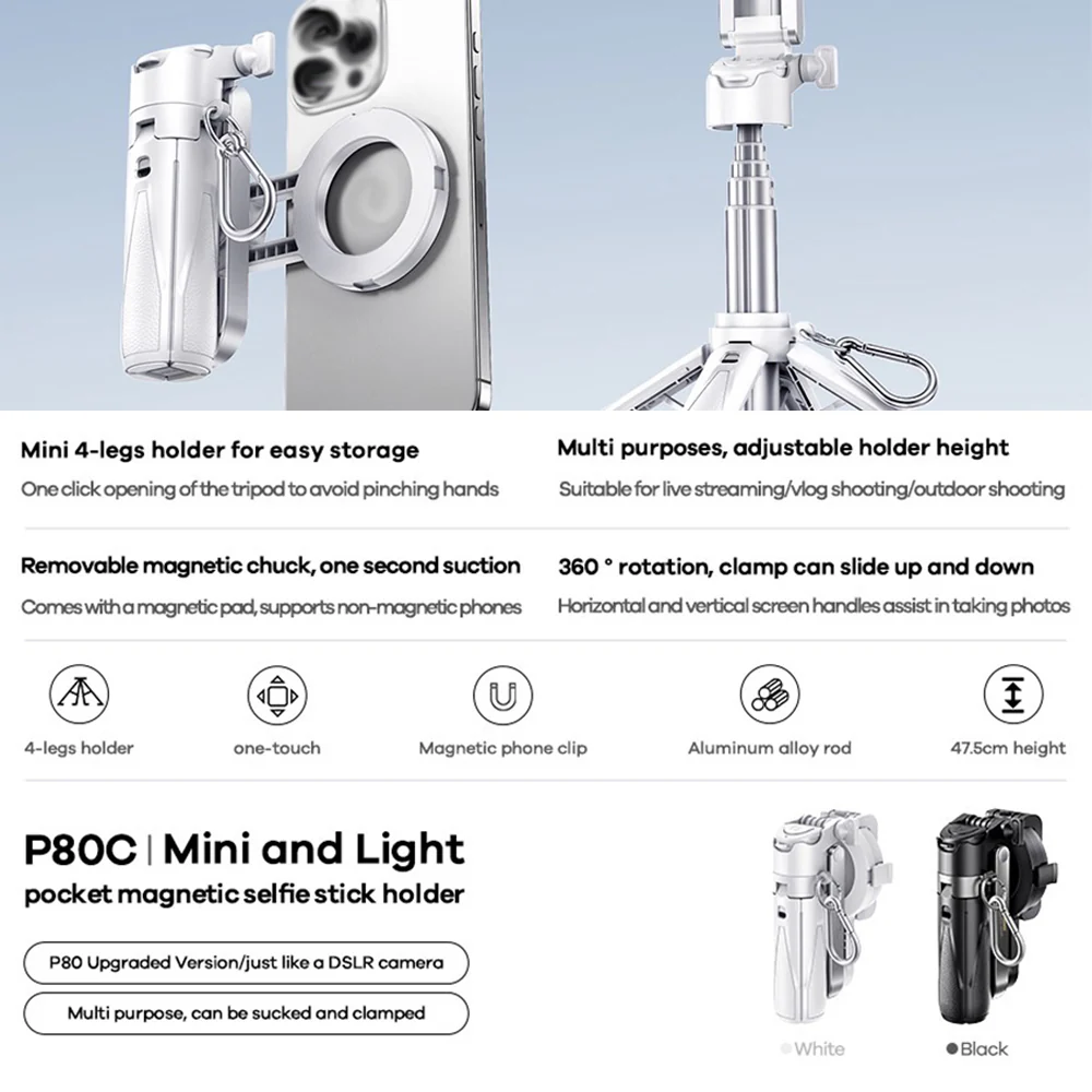 Remax Selfie stick Magnetic P80C - Image 3