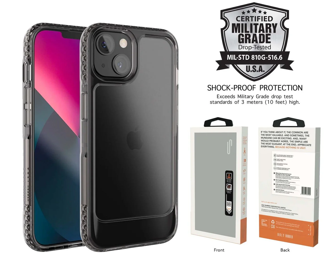 Ugly Rubber U-Model Bumper Black Case for iPhone 13/14