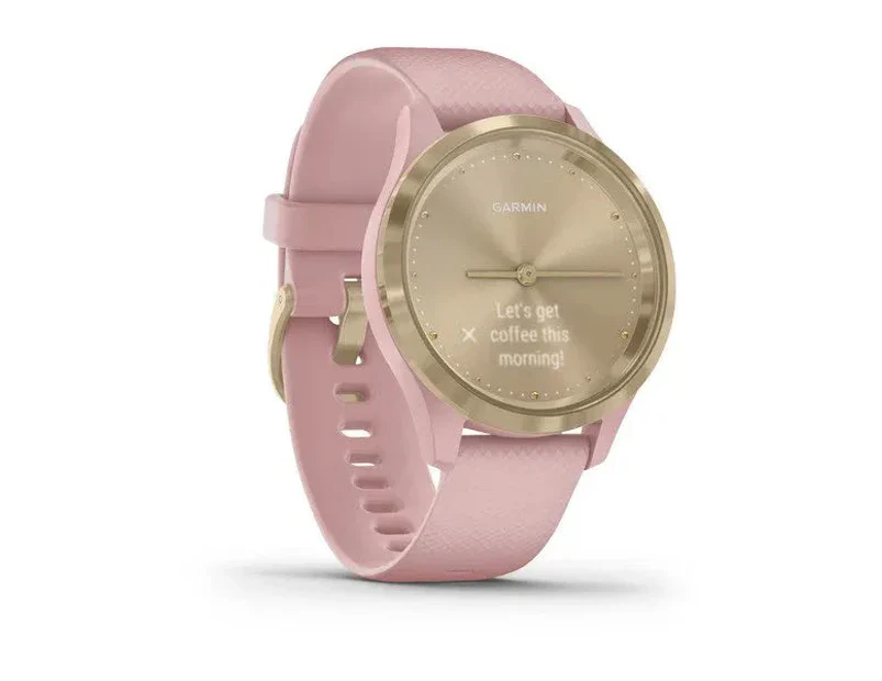 Garmin Vivomove® 3S Light Gold Stainless Steel Bezel with Dust Rose Case and Silicone Band - Image 2