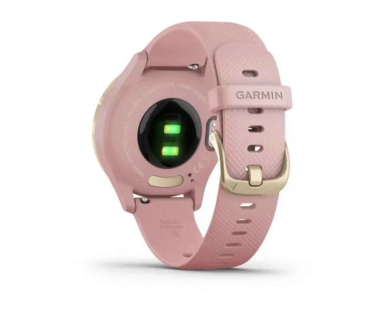 Garmin Vivomove® 3S Light Gold Stainless Steel Bezel with Dust Rose Case and Silicone Band - Image 5